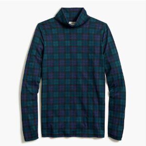 J. Crew Blue and Green Plaid Long Sleeve Turtleneck